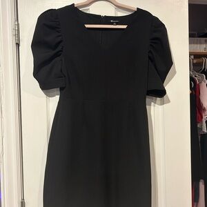 Versona Black Puff Sleeve Sheath Dress